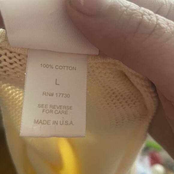 NWT Cherokee Womens Cream Vanilla LARGE Knit Sweater Vest 100% Cotton Vintage - Picture 4 of 15
